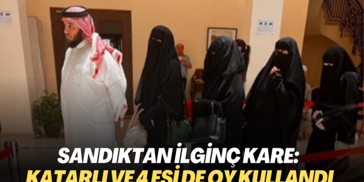 Sandıktan ilginç kare: Katarlı ve 4 eşi de oy kullandı