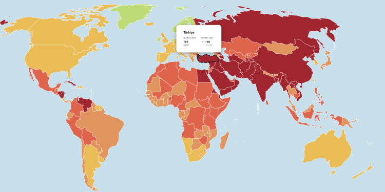 Sınır Tanımayan Gazeteciler (RSF) Basın Özgürlüğü Endeksi: Türkiye 180 ülke arasında 165’inci sırada!
