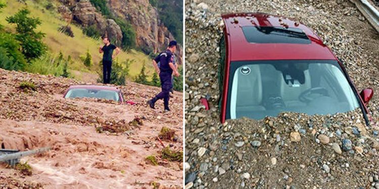 Afyonkarahisar’da heyelan: Araçlar toprak altında kaldı; 1 ölü, 1 yaralı