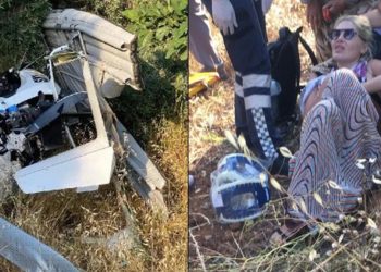 Cayrokopter tarlaya düştü; pilot ile Mustafa Sandal’ın eşi yaralandı