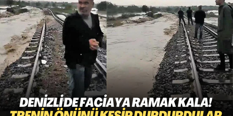 Denizli’de faciaya ramak kala! Önünü kesip treni durdurdular