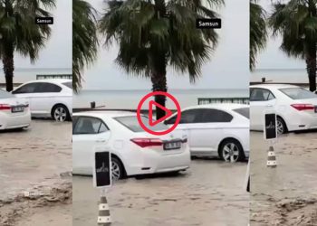 Yağış sonrası Samsun'da deniz ve kara birleşti