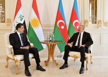 Aliyev-Barzani Bakü’de buluştu: Kürdistan Bölgesel Yönetimi bayraklı protokol