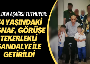 Belden aşağısı tutmuyor: 74 yaşındaki esnaf, bayram görüşüne tekerlekli sandalye ile getirildi