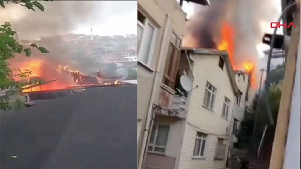 Beykoz'da bina alev alev yandı