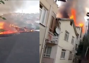 Beykoz'da bina alev alev yandı