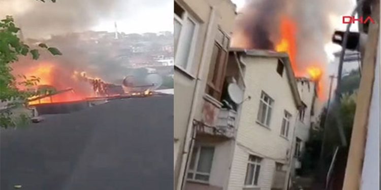 Beykoz'da bina alev alev yandı