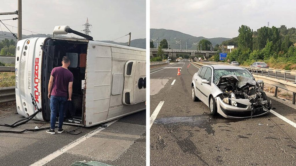 Bilecik'te otomobil ile işçi servisi çarpıştı: 11 yaralı