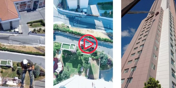 Eyüpsultan'da iskele devrildi, tadilat yapan işçiler 14'üncü katta mahsur kaldı