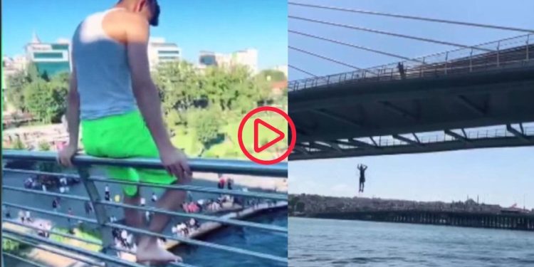 Haliç Metro Köprüsü'nden tehlikeli atlayış