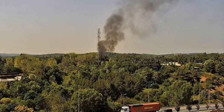 İstanbul'da, askeri kışladaki ormanlık alanda yangın