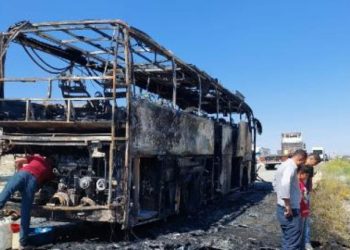 Sınırdan geçen İran plakalı yolcu otobüsü, Ağrı'da alev aldı