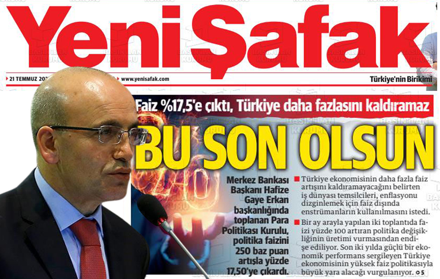 Yeni Şafak’tan, Mehmet Şimşek’e ‘faiz’ talimatı: Bu son olsun!