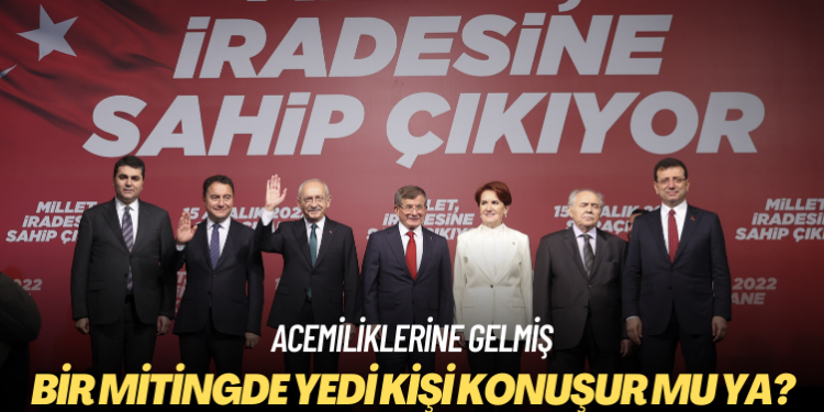 Acemiliklerine gelmiş: Bir mitinge gidiyoruz yedi kişi konuşuyor