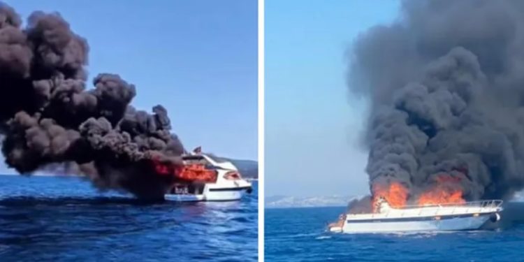 Bodrum’da motoryat alev alev yandı: 8 kişi denize atlayıp canını kurtardı