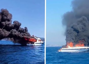 Bodrum'da motoryat yandıktan sonra battı: Sekiz kişi tahliye edildi