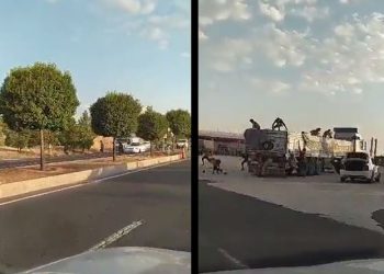 Görüntüler Şanlıurfa’dan; kamyondaki kaçak göçmenler, fıstık bahçelerine kaçtı
