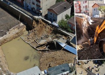 İstanbul Sarıyer’de yol çöktü; binalar tedbir amaçlı boşaltıldı