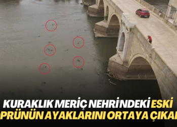 Kuraklık asırlar sonra Meriç Nehri‘ndeki eski ahşap köprünün ayaklarını ortaya çıkardı