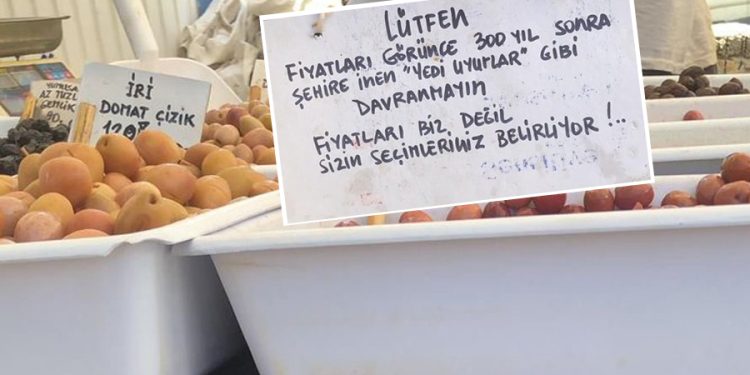Pazarcıdan yüksek fiyatlara tepki gösteren vatandaşlara etiket!