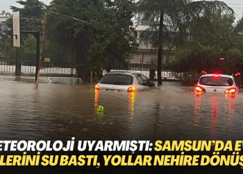 Meteoroloji şiddetli yağış uyarısı yapmıştı: Samsun’da ev ve işlerini su bastı, yollar nehire dönüştü