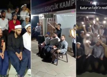 Gençlik ve Spor Bakanlığı'nın kampında sarıklı cübbeli kişilerden tekbir