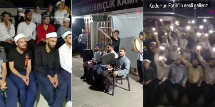 Gençlik ve Spor Bakanlığı'nın kampında sarıklı cübbeli kişilerden tekbir