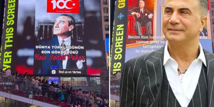 Sedat Peker Cumhuriyet’in 100. yılını Times Meydanı’nda kutladı