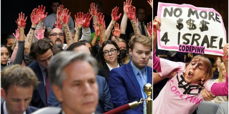 Savaş karşıtı protestocular ABD Dışişleri Bakanı Blinken'ın konuşmasını bastı