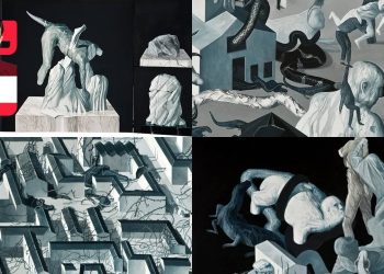 Tayfun Gülnar resimlerine yakın plan: Karanlık yüzeyler