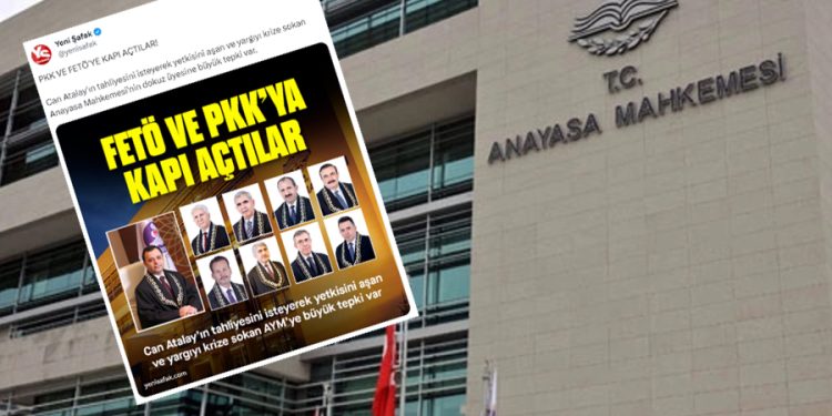 Yandaş Yeni Şafak gazetesi, Anayasa Mahkemesi üyelerini açıkça hedef gösterdi