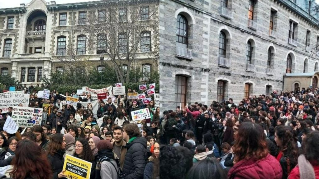 Boğaziçililer Fen-Edebiyat Fakültesi önünde eylem yaptı: 'Naci İnci ve yönetiminin aldığı hiçbir kararı tanımıyoruz'