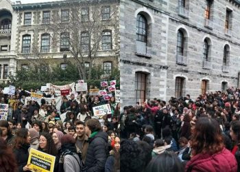 Boğaziçililer Fen-Edebiyat Fakültesi önünde eylem yaptı: 'Naci İnci ve yönetiminin aldığı hiçbir kararı tanımıyoruz'
