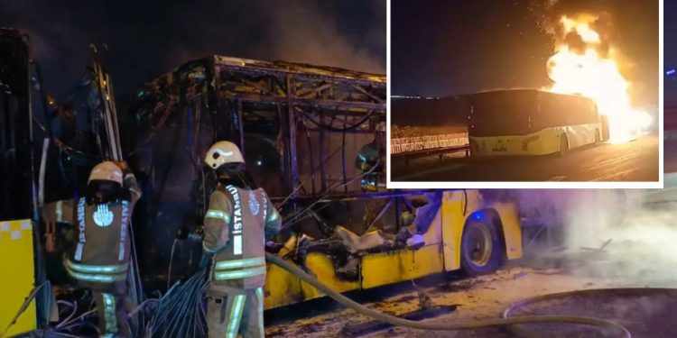 İETT otobüsü alev alev yandı
