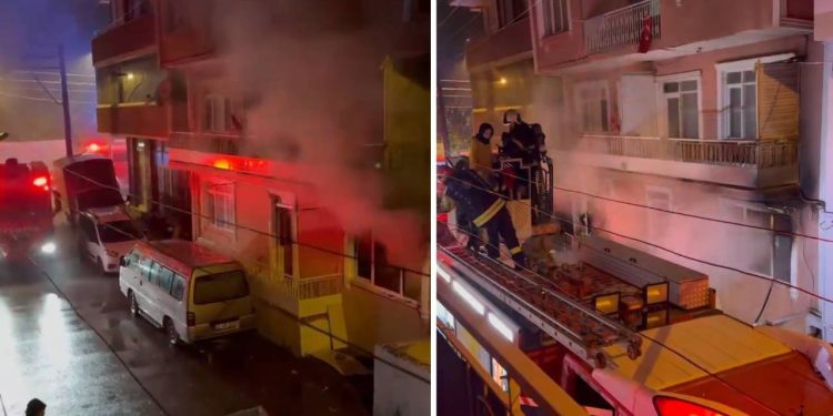 Kocaeli’de yangın paniği! Mahsur kalan kadını itfaiye kurtardı
