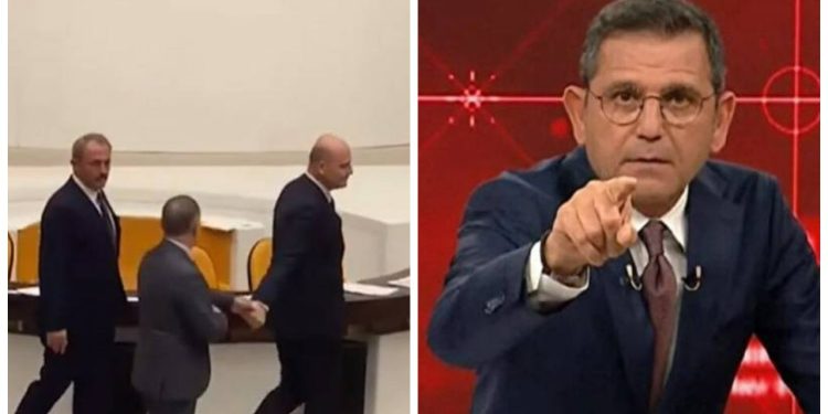 Süleyman Soylu ve Nureddin Nebati, Meclis'te el ele gezdi; Fatih Portakal tepki gösterdi