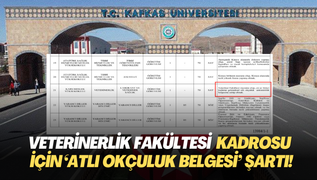 AKP kadrolaşmada sınır tanımıyor; Veterinerlik fakültesi için ‘atlı okçuluk belgesi’ şartı!