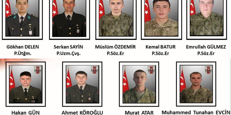 Kuzey Irak’ta şehit düşen 9 askerin kimlikleri açıklandı