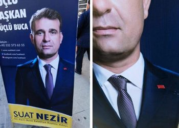 Buca’da İYİ Parti’li adayın afişinde CHP rozetli fotoğrafı kullanıldı
