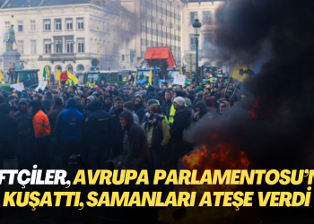 Çiftçiler, Avrupa Parlamentosu’nu kuşattı, samanları ateşe verdi.
