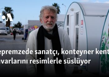 Depremzede sanatçı, konteyner kentin duvarlarını resimlerle süslüyor