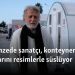 Depremzede sanatçı, konteyner kentin duvarlarını resimlerle süslüyor