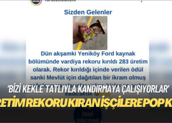 Ford Otosan’da üretim rekoru kıran işçileri pop kekle ödüllendirdi