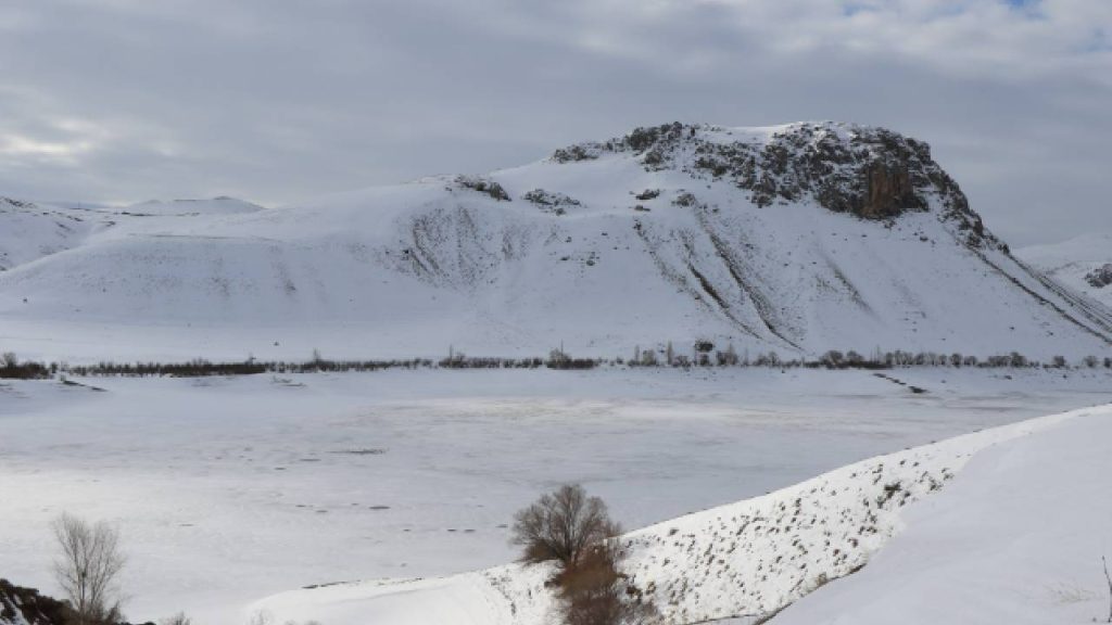 Soğuk hava Tercan Baraj Gölü'nü dondurdu