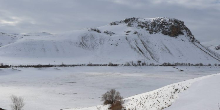Soğuk hava Tercan Baraj Gölü'nü dondurdu