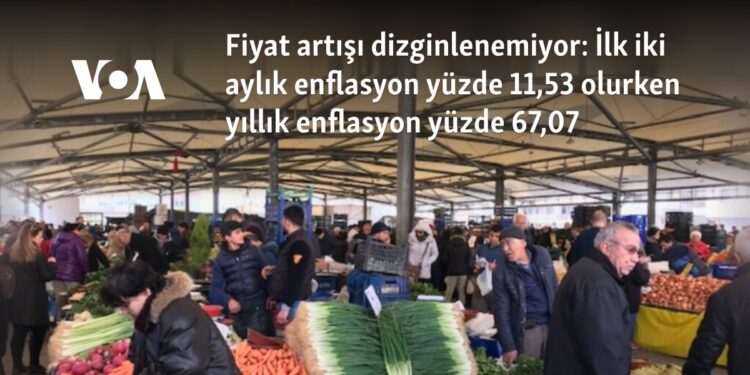 Fiyat artışı dizginlenemiyor: İlk iki aylık enflasyon yüzde 11,53 olurken yıllık enflasyon yüzde 67,07