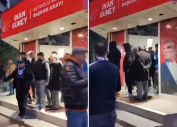 Beyoğlu’nda AKP’li grup, CHP’nin seçim bürosunda ‘Erdoğan’ sloganı attı
