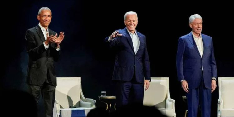 Clinton ve Obama'nın katıldığı etkinlikte Biden'a Gazze protestosu: Utan