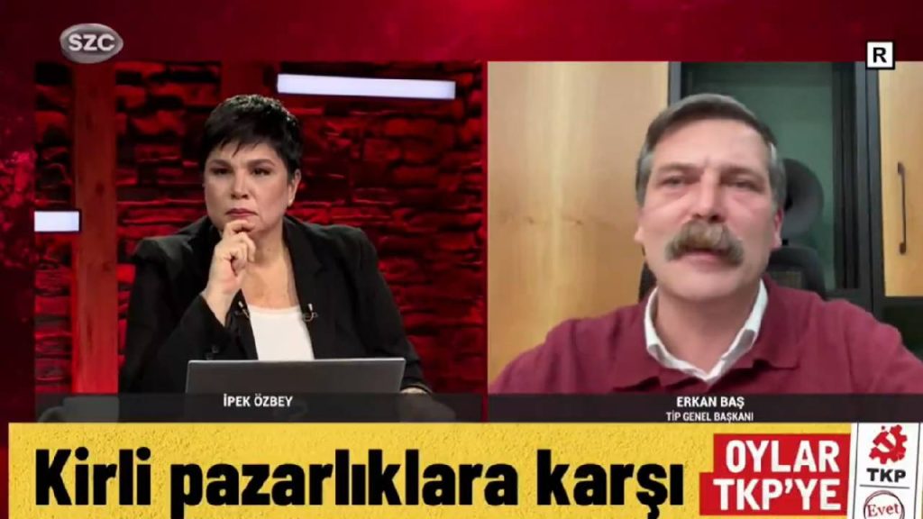 Erkan Baş, Kemal Okuyan'ı eleştiriyordu: SZC TV'de yayın sırasında TKP'nin reklamı verildi