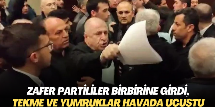 Zafer Partililer birbirine girdi, tekme ve yumruklar havada uçuştu